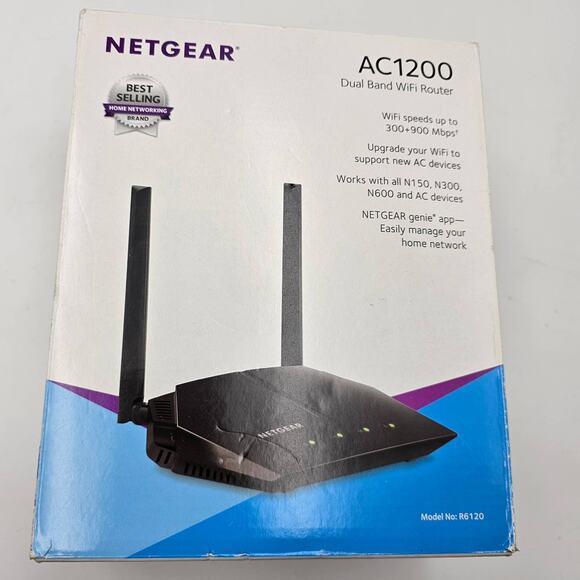 Netgear AC1200 R6120 Black USB Port Wireless Dual-Band Wi-Fi 5 Router Box - Picture 4 of 6